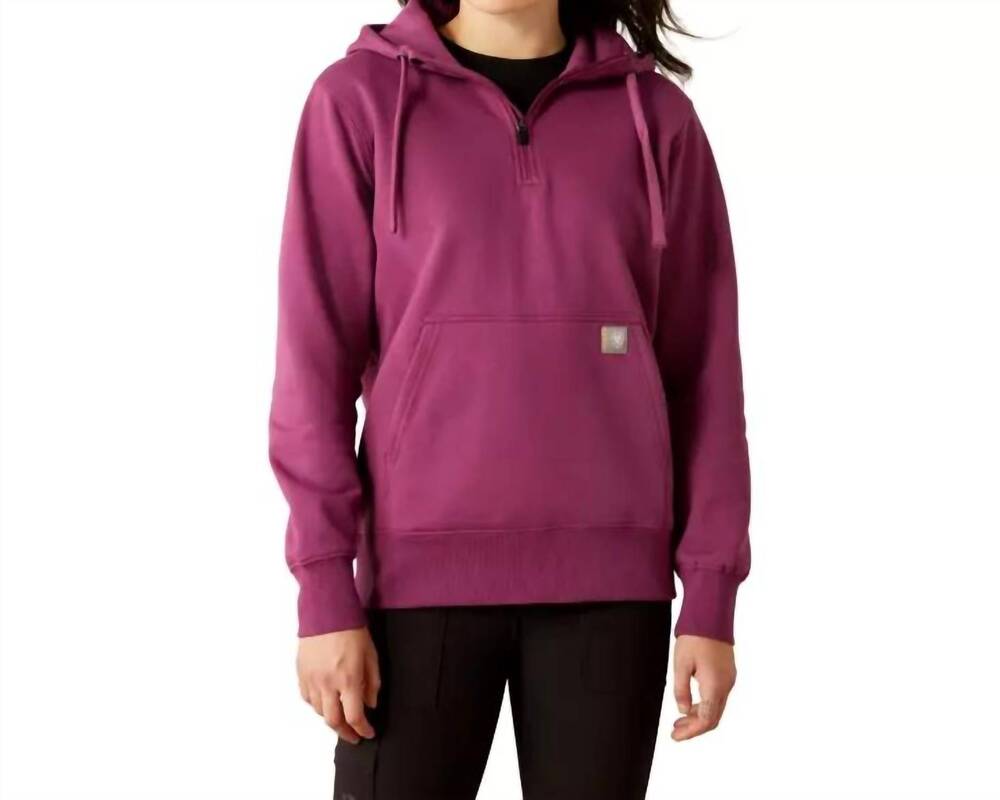 NEW ARIAT rebar skill set 1/2-zip hoodie in grape kiss
